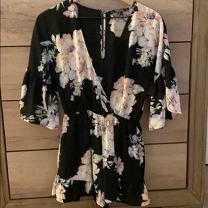 Forever21 floral black romper